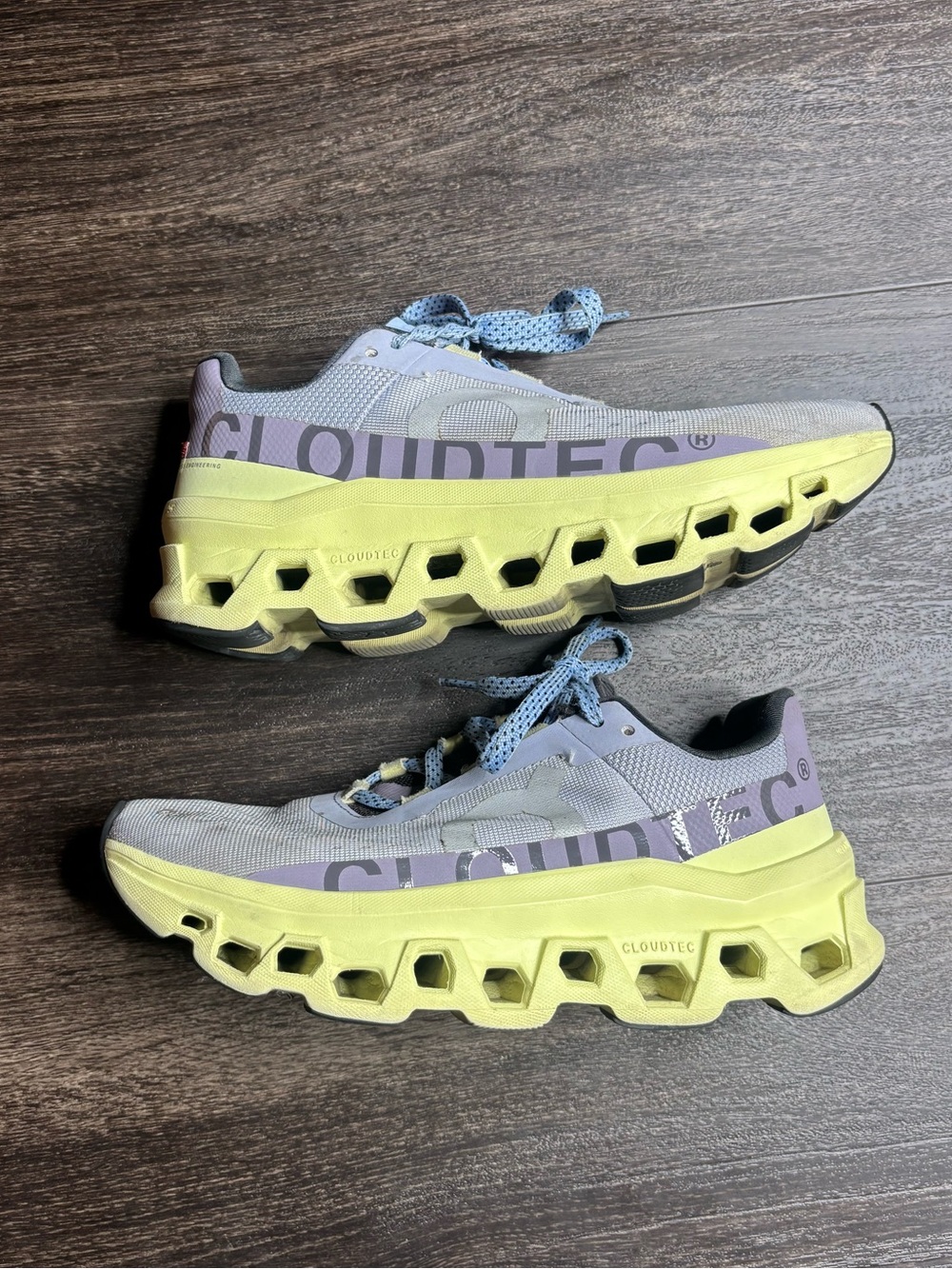 On Cloud Shoes Womens 7 Running Cloudmonster Sneakers Purple Lace Up Athletic